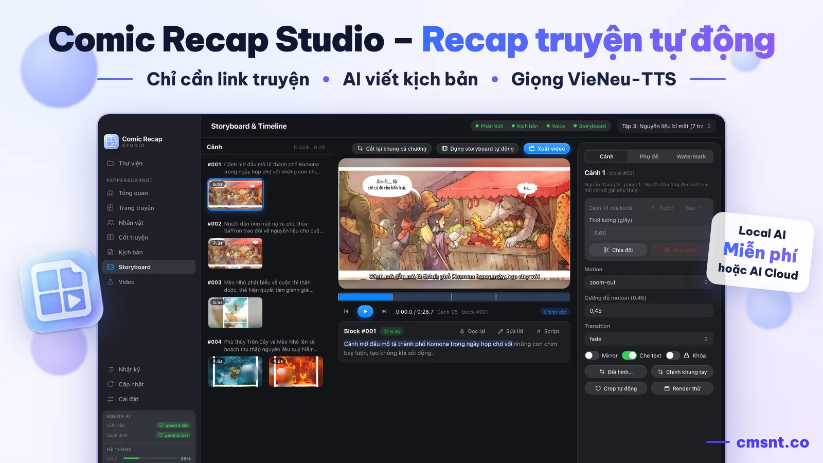 Comic Recap – Automated AI comic review video maker