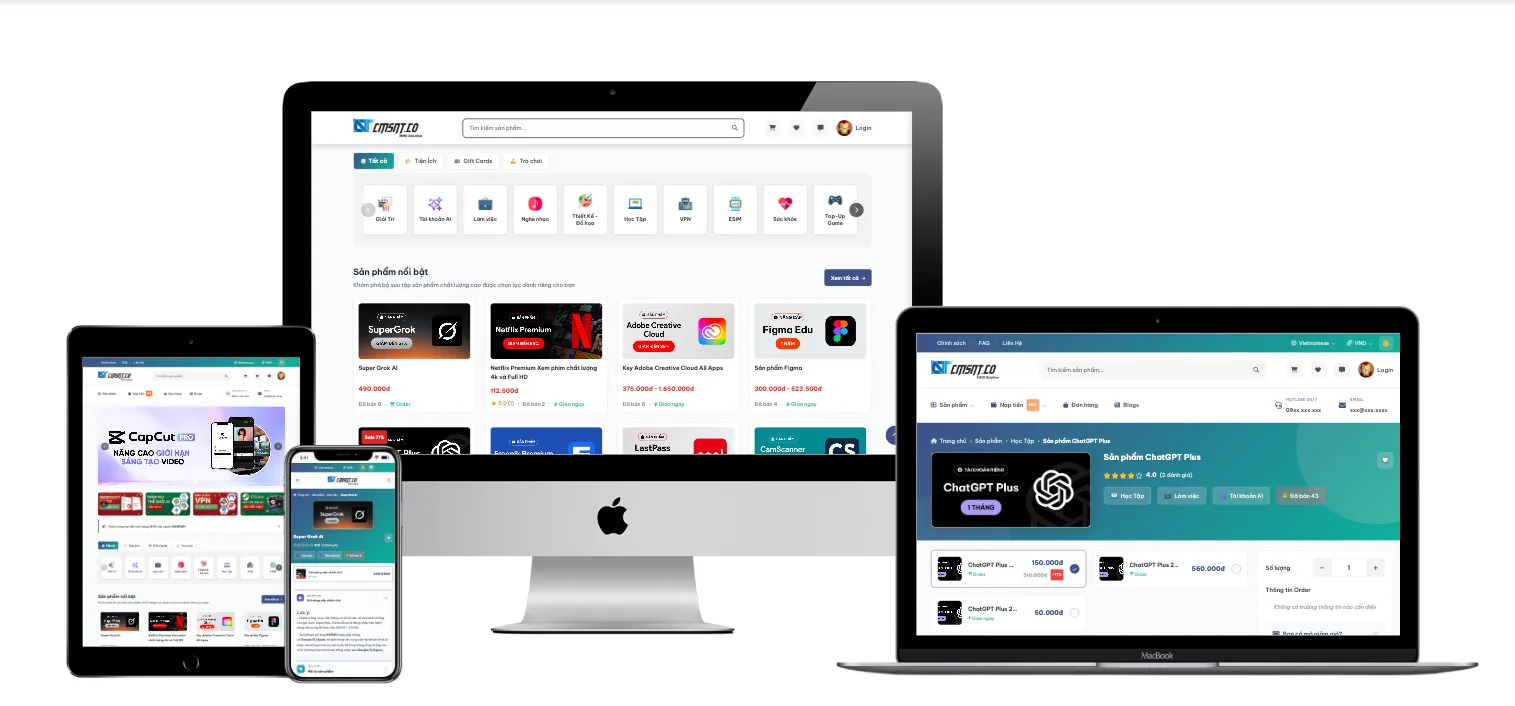 Build a website for selling licensed Premium accounts and digital product keys