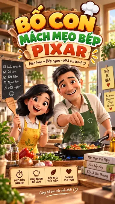 Tạo Video Bố Con Mách Mẹo Bếp Pixar