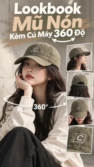 Tạo Video Lookbook Mũ Nón Kèm Cú Máy Ba Trăm Sáu Mươi Độ