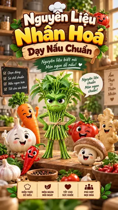 Tạo Video Nguyên Liệu Nhân Hoá Dạy Nấu Chuẩn