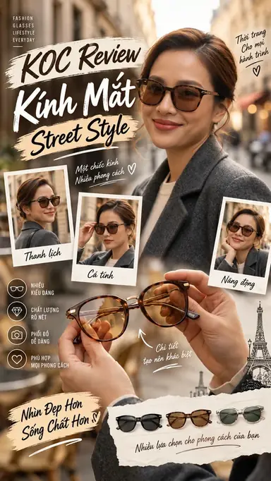 Tạo Video KOC Review Kính Mắt Street Style