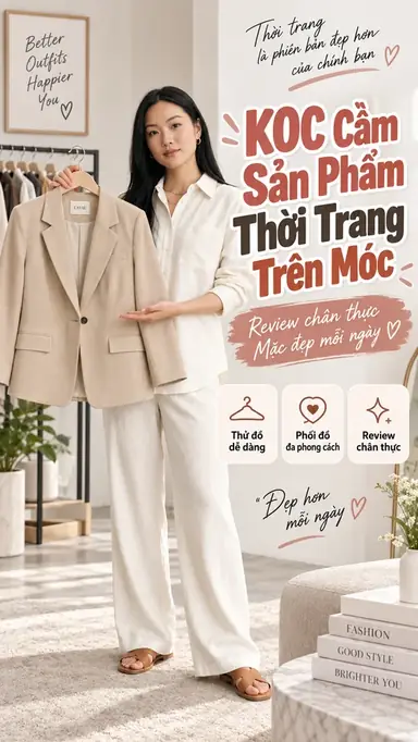 Tạo Video KOC Cầm Sản Phẩm Thời Trang Trên Móc