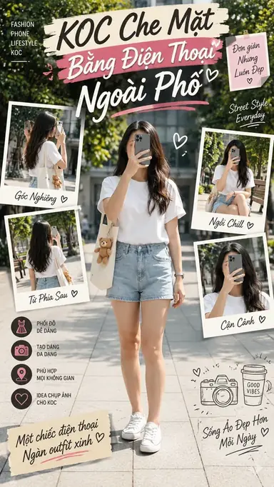 Tạo Video KOC Che Mặt Bằng Điện Thoại Ngoài Phố