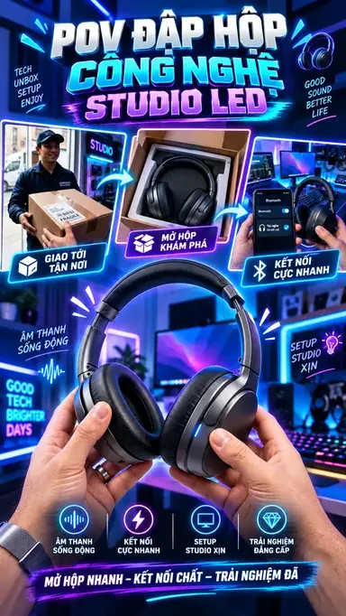 Tạo Video POV Đập Hộp Đồ Công Nghệ Studio LED