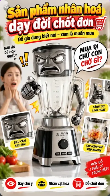 Tạo Video Sản Phẩm Nhân Hoá Dạy Đời Chốt Đơn